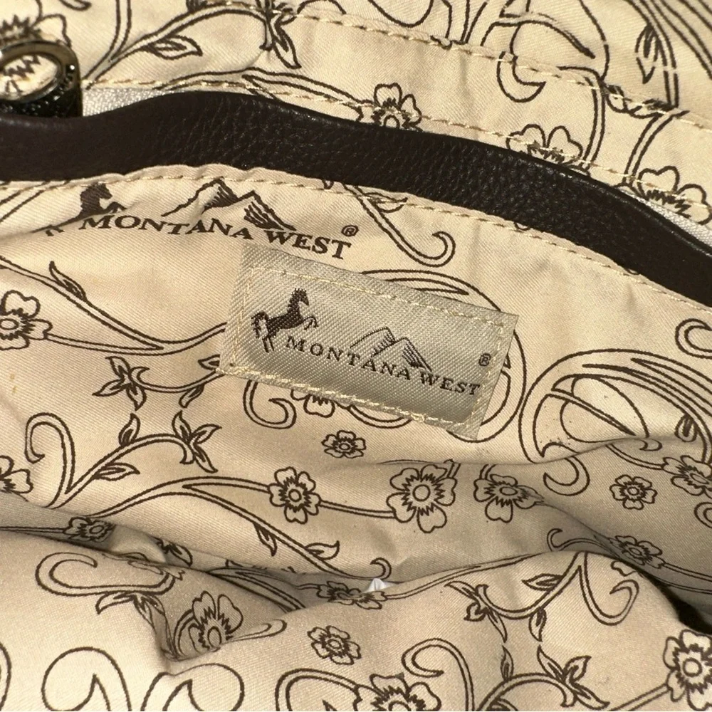 MONTANA WEST Satchel Brown Concealed Carry Shoulder Bag embroidered Read desc - Picture 4 of 12